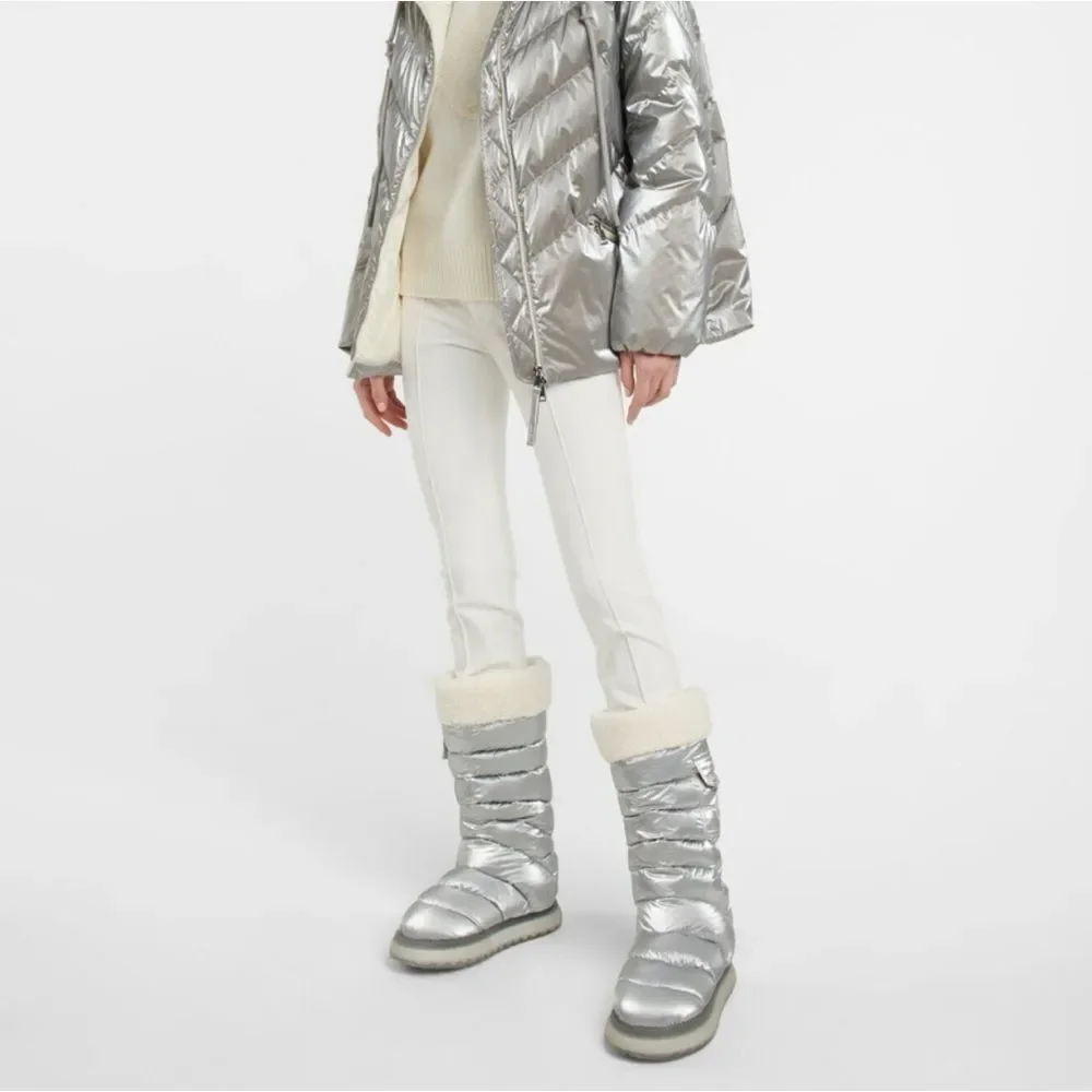 Moncler Gaia Pocket Metallic Faux Fur-Trim Snow Boots size 38